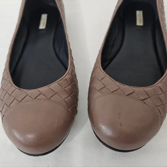 Bottega Veneta Intrecciato Leather Ballet Flats Brown IT 39.5 - Picture 6 of 8